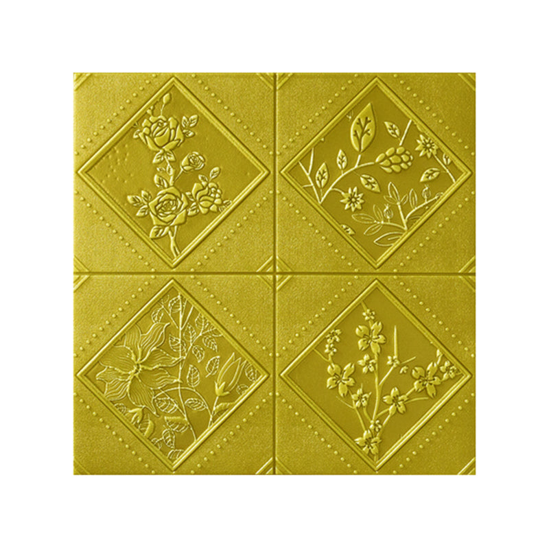 3D Embossed Backsplash Panels Peel and Stick Waterproof Wall Access Panel Yellow Clearhalo 'Flooring 'Home Improvement' 'home_improvement' 'home_improvement_wall_paneling' 'Wall Paneling' 'wall_paneling' 'Walls & Ceilings' Walls and Ceiling' 7444927