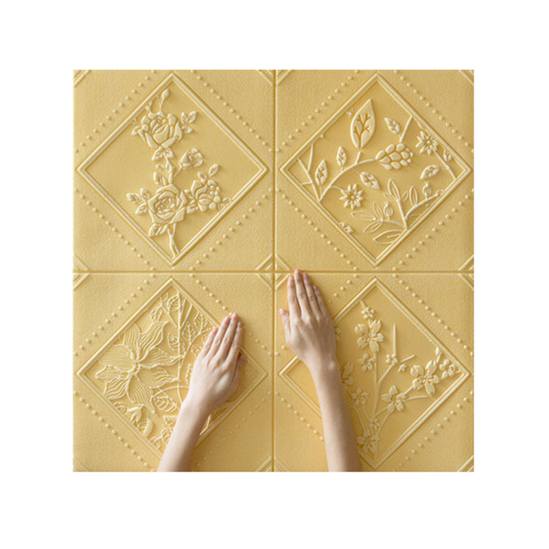 3D Embossed Backsplash Panels Peel and Stick Waterproof Wall Access Panel Light Yellow Clearhalo 'Flooring 'Home Improvement' 'home_improvement' 'home_improvement_wall_paneling' 'Wall Paneling' 'wall_paneling' 'Walls & Ceilings' Walls and Ceiling' 7444930