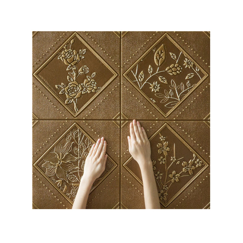 3D Embossed Backsplash Panels Peel and Stick Waterproof Wall Access Panel Coffee Clearhalo 'Flooring 'Home Improvement' 'home_improvement' 'home_improvement_wall_paneling' 'Wall Paneling' 'wall_paneling' 'Walls & Ceilings' Walls and Ceiling' 7444932