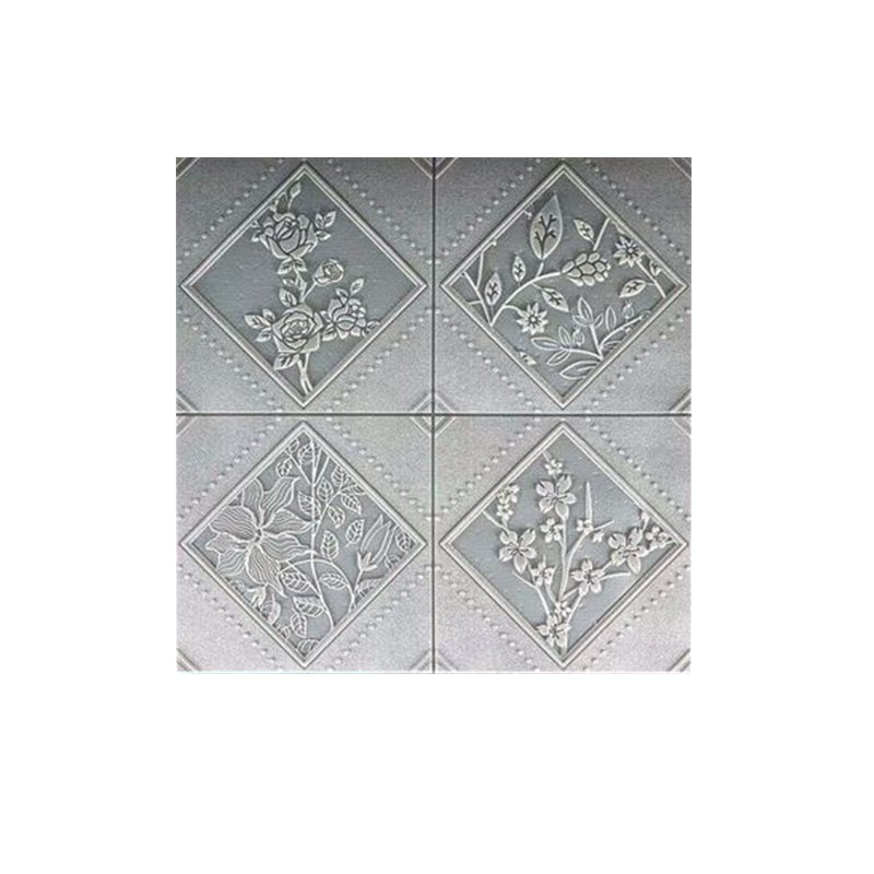 3D Embossed Backsplash Panels Peel and Stick Waterproof Wall Access Panel Silver Gray Clearhalo 'Flooring 'Home Improvement' 'home_improvement' 'home_improvement_wall_paneling' 'Wall Paneling' 'wall_paneling' 'Walls & Ceilings' Walls and Ceiling' 7444934
