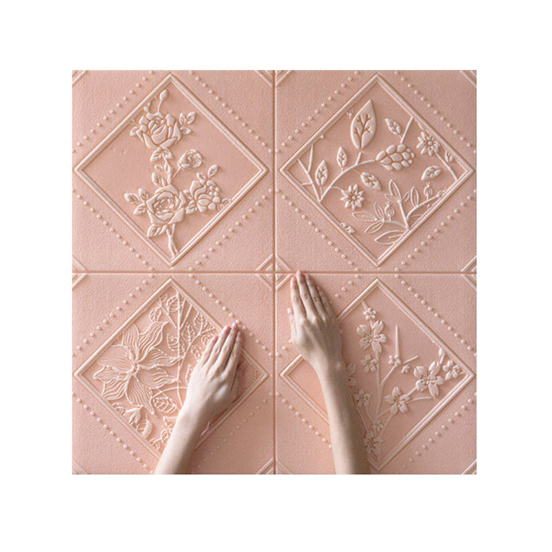 3D Embossed Backsplash Panels Peel and Stick Waterproof Wall Access Panel Dusty Pink Clearhalo 'Flooring 'Home Improvement' 'home_improvement' 'home_improvement_wall_paneling' 'Wall Paneling' 'wall_paneling' 'Walls & Ceilings' Walls and Ceiling' 7444936