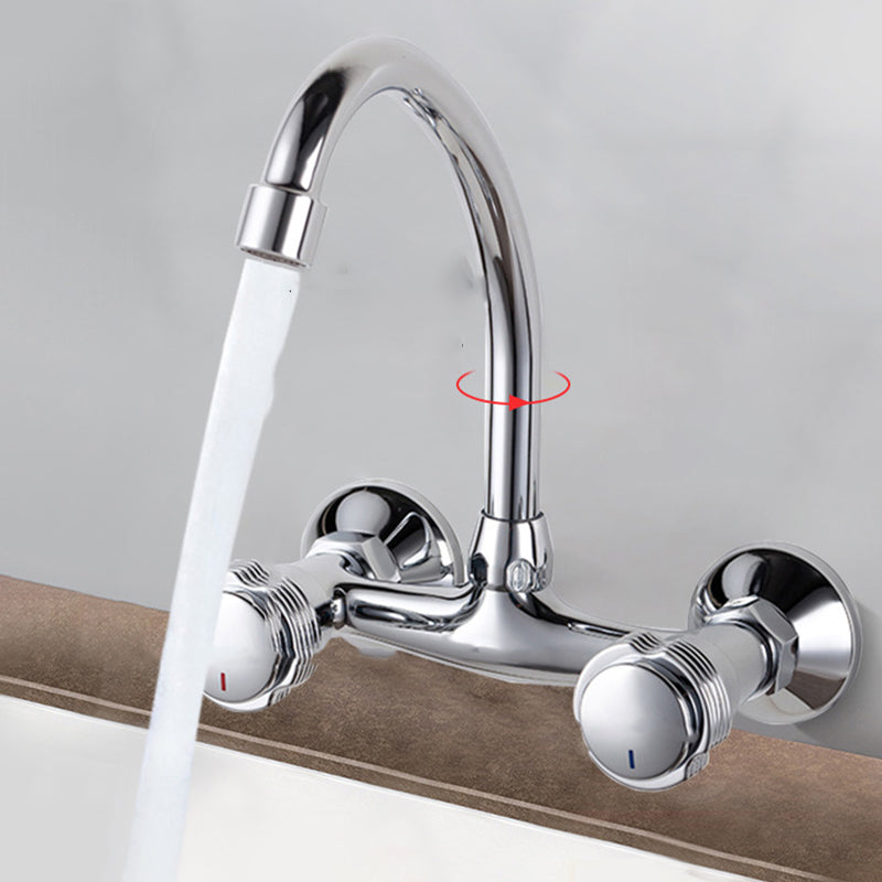 Contemporary Single Handle Kitchen Faucet Wall Mounted Bar Faucet in Chrome Nickel Clearhalo 'Home Improvement' 'home_improvement' 'home_improvement_kitchen_faucets' 'Kitchen Faucets' 'Kitchen Remodel & Kitchen Fixtures' 'Kitchen Sinks & Faucet Components' 'kitchen_faucets' 7444984