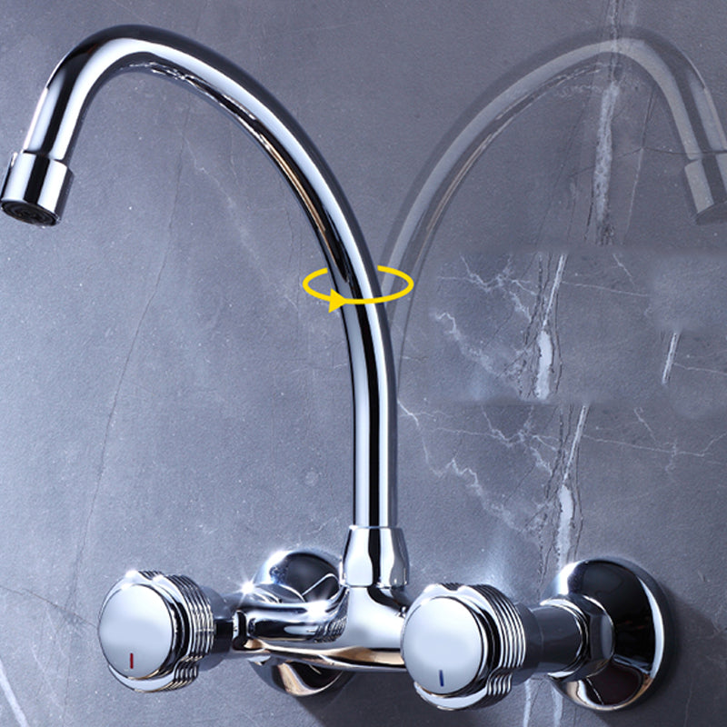 Contemporary Single Handle Kitchen Faucet Wall Mounted Bar Faucet in Chrome Clearhalo 'Home Improvement' 'home_improvement' 'home_improvement_kitchen_faucets' 'Kitchen Faucets' 'Kitchen Remodel & Kitchen Fixtures' 'Kitchen Sinks & Faucet Components' 'kitchen_faucets' 7444986