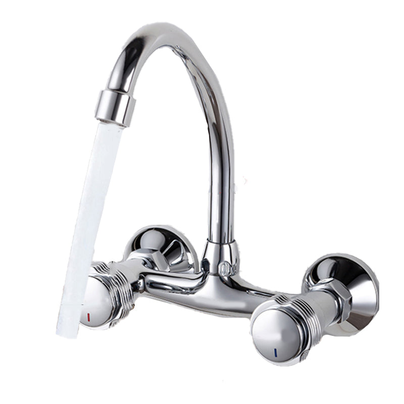 Contemporary Single Handle Kitchen Faucet Wall Mounted Bar Faucet in Chrome Clearhalo 'Home Improvement' 'home_improvement' 'home_improvement_kitchen_faucets' 'Kitchen Faucets' 'Kitchen Remodel & Kitchen Fixtures' 'Kitchen Sinks & Faucet Components' 'kitchen_faucets' 7444988