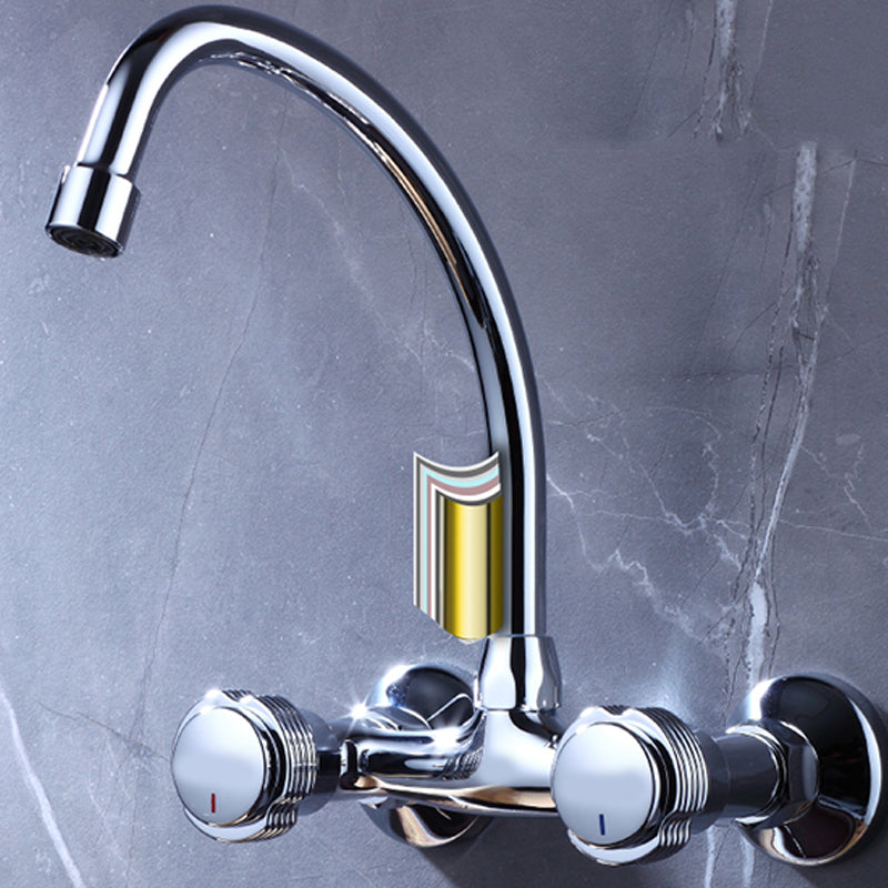 Contemporary Single Handle Kitchen Faucet Wall Mounted Bar Faucet in Chrome Clearhalo 'Home Improvement' 'home_improvement' 'home_improvement_kitchen_faucets' 'Kitchen Faucets' 'Kitchen Remodel & Kitchen Fixtures' 'Kitchen Sinks & Faucet Components' 'kitchen_faucets' 7444989