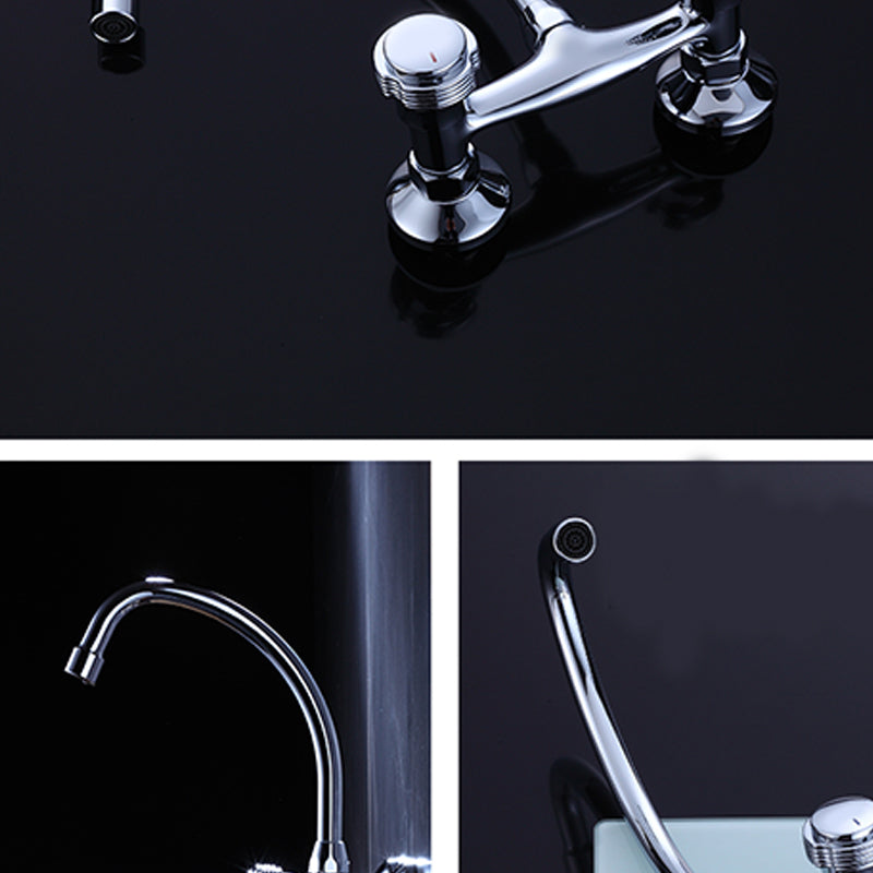 Contemporary Single Handle Kitchen Faucet Wall Mounted Bar Faucet in Chrome Clearhalo 'Home Improvement' 'home_improvement' 'home_improvement_kitchen_faucets' 'Kitchen Faucets' 'Kitchen Remodel & Kitchen Fixtures' 'Kitchen Sinks & Faucet Components' 'kitchen_faucets' 7444991