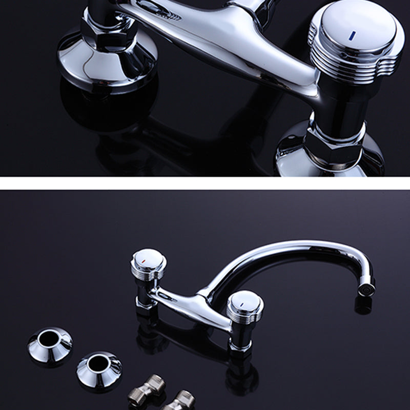 Contemporary Single Handle Kitchen Faucet Wall Mounted Bar Faucet in Chrome Clearhalo 'Home Improvement' 'home_improvement' 'home_improvement_kitchen_faucets' 'Kitchen Faucets' 'Kitchen Remodel & Kitchen Fixtures' 'Kitchen Sinks & Faucet Components' 'kitchen_faucets' 7444992