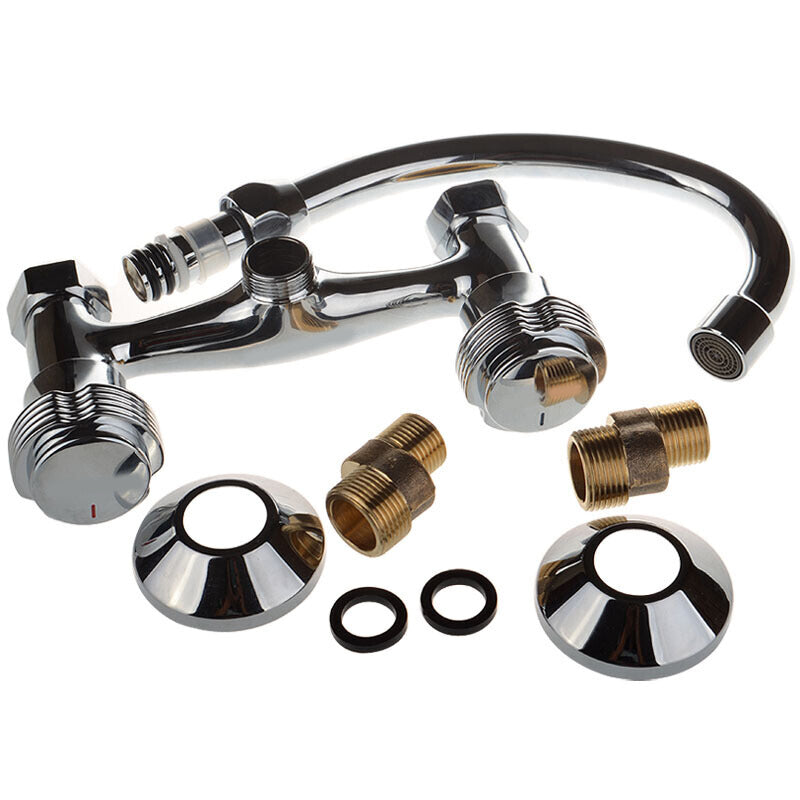 Contemporary Single Handle Kitchen Faucet Wall Mounted Bar Faucet in Chrome Clearhalo 'Home Improvement' 'home_improvement' 'home_improvement_kitchen_faucets' 'Kitchen Faucets' 'Kitchen Remodel & Kitchen Fixtures' 'Kitchen Sinks & Faucet Components' 'kitchen_faucets' 7444993