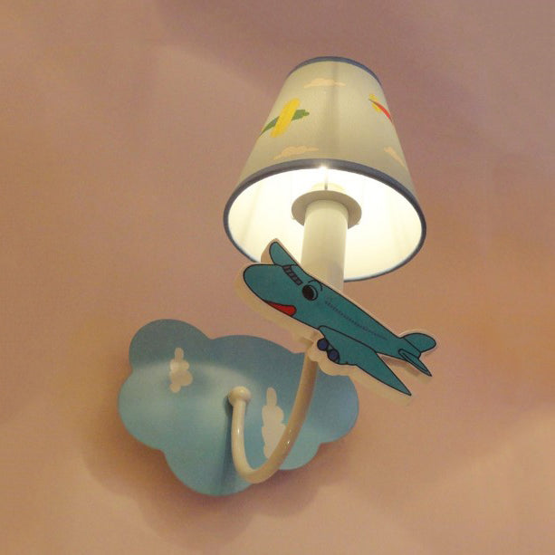 Empire Shade Kid Bedroom Wall Lighting Metal One Light Cartoon Sconce Light with Cute Deco Clearhalo 'Wall Lamps & Sconces' 'Wall Lights' Lighting' 74464