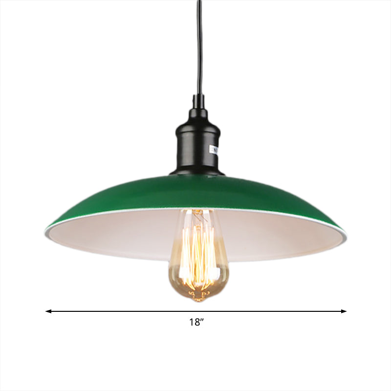 1 Bulb Hanging Pendant Light with Dome Shade Metallic Vintage Dining Table Ceiling Pendant in Green, 14"/18" Dia Clearhalo 'Art Deco Pendants' 'Cast Iron' 'Ceiling Lights' 'Ceramic' 'Crystal' 'Industrial Pendants' 'Industrial' 'Metal' 'Middle Century Pendants' 'Pendant Lights' 'Pendants' 'Tiffany' Lighting' 74502