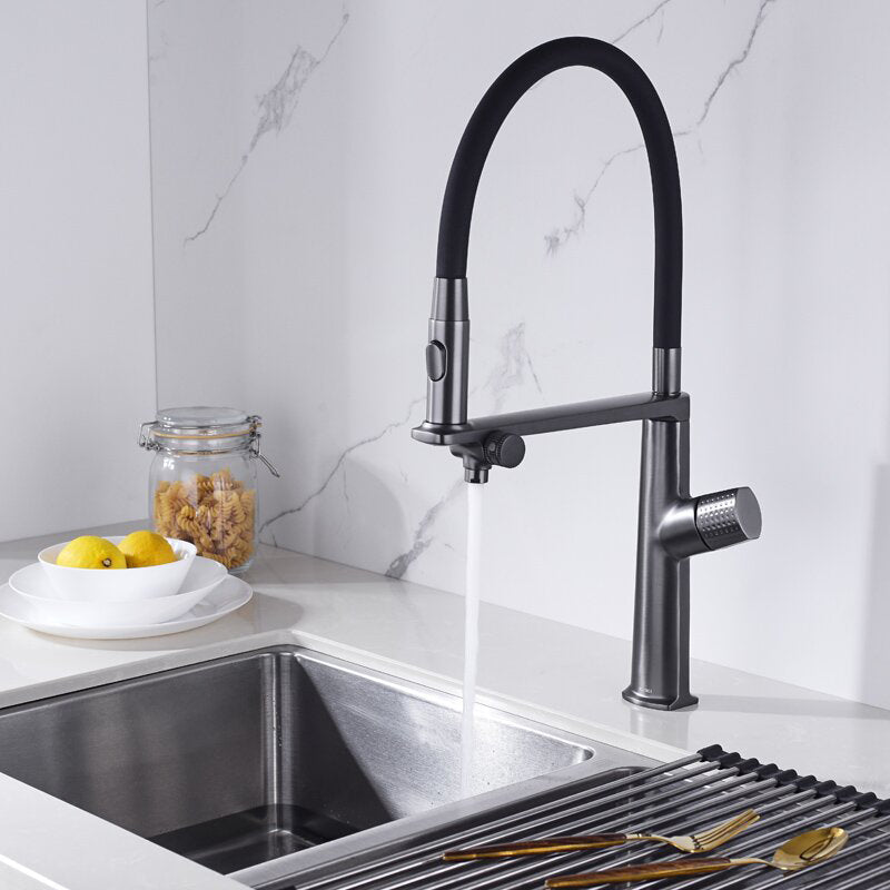 Farmhouse Spring Spout Water Filler One Handle High Arch Kitchen Faucet Gun Grey Clearhalo 'Home Improvement' 'home_improvement' 'home_improvement_kitchen_faucets' 'Kitchen Faucets' 'Kitchen Remodel & Kitchen Fixtures' 'Kitchen Sinks & Faucet Components' 'kitchen_faucets' 7452554