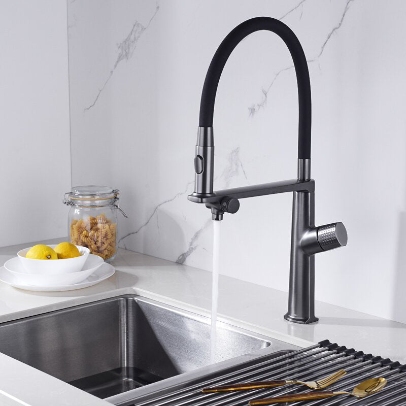 Farmhouse Spring Spout Water Filler One Handle High Arch Kitchen Faucet Gun Grey Clearhalo 'Home Improvement' 'home_improvement' 'home_improvement_kitchen_faucets' 'Kitchen Faucets' 'Kitchen Remodel & Kitchen Fixtures' 'Kitchen Sinks & Faucet Components' 'kitchen_faucets' 7452554