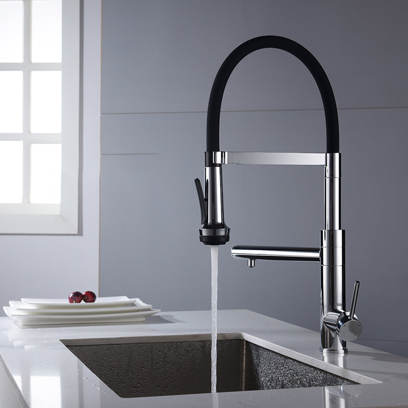Modern Pull Down Switch Kitchen Faucet High Arch Profile Faucet Chrome Clearhalo 'Home Improvement' 'home_improvement' 'home_improvement_kitchen_faucets' 'Kitchen Faucets' 'Kitchen Remodel & Kitchen Fixtures' 'Kitchen Sinks & Faucet Components' 'kitchen_faucets' 7452595
