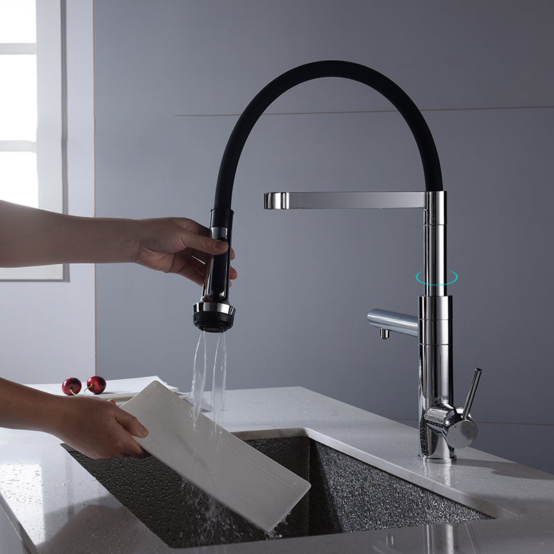 Modern Pull Down Switch Kitchen Faucet High Arch Profile Faucet Clearhalo 'Home Improvement' 'home_improvement' 'home_improvement_kitchen_faucets' 'Kitchen Faucets' 'Kitchen Remodel & Kitchen Fixtures' 'Kitchen Sinks & Faucet Components' 'kitchen_faucets' 7452598
