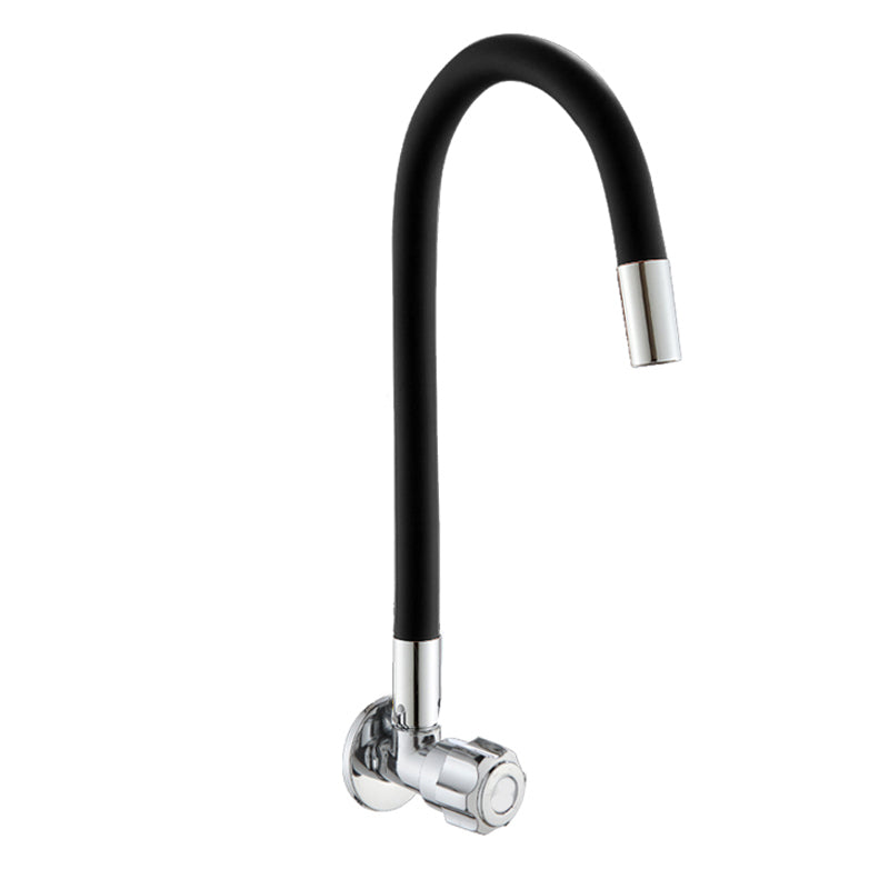 Contemporary Single Handle Kitchen Faucet 1 Hold Bar Faucet with No Sensor Black Universal Knob Handles Clearhalo 'Home Improvement' 'home_improvement' 'home_improvement_kitchen_faucets' 'Kitchen Faucets' 'Kitchen Remodel & Kitchen Fixtures' 'Kitchen Sinks & Faucet Components' 'kitchen_faucets' 7452656