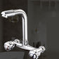 Wall Mounted Two Handles Kitchen Faucet Bronze Faucet in Chrome Clearhalo 'Home Improvement' 'home_improvement' 'home_improvement_kitchen_faucets' 'Kitchen Faucets' 'Kitchen Remodel & Kitchen Fixtures' 'Kitchen Sinks & Faucet Components' 'kitchen_faucets' 7452712