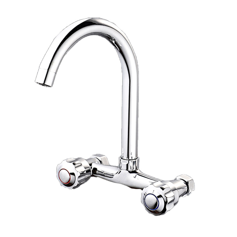 Wall Mounted Two Handles Kitchen Faucet Bronze Faucet in Chrome Clearhalo 'Home Improvement' 'home_improvement' 'home_improvement_kitchen_faucets' 'Kitchen Faucets' 'Kitchen Remodel & Kitchen Fixtures' 'Kitchen Sinks & Faucet Components' 'kitchen_faucets' 7452713