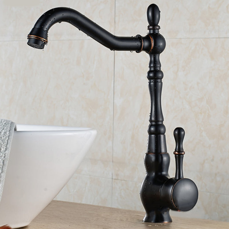 Traditional Single Level Kitchen Faucet Lead Free Standard Faucet Black 13.4" Clearhalo 'Home Improvement' 'home_improvement' 'home_improvement_kitchen_faucets' 'Kitchen Faucets' 'Kitchen Remodel & Kitchen Fixtures' 'Kitchen Sinks & Faucet Components' 'kitchen_faucets' 7452791