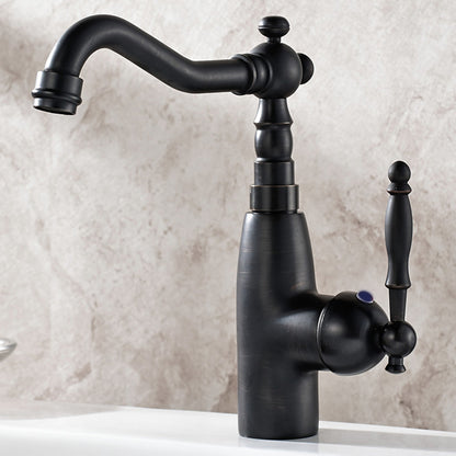 Traditional Single Level Kitchen Faucet Lead Free Standard Faucet Black 9.3" Clearhalo 'Home Improvement' 'home_improvement' 'home_improvement_kitchen_faucets' 'Kitchen Faucets' 'Kitchen Remodel & Kitchen Fixtures' 'Kitchen Sinks & Faucet Components' 'kitchen_faucets' 7452795