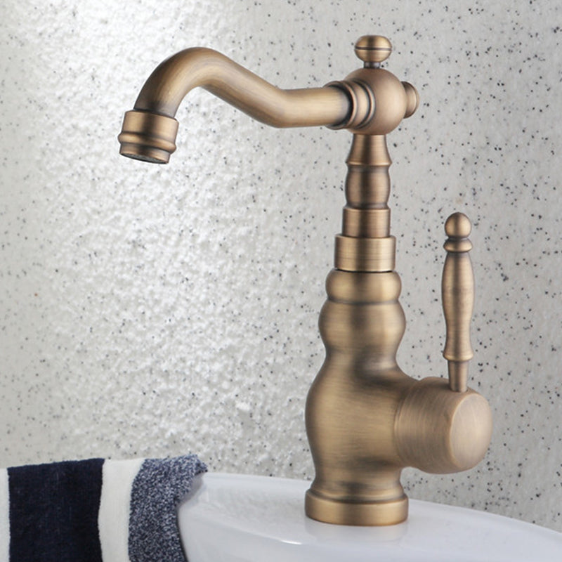 Traditional Single Level Kitchen Faucet Lead Free Standard Faucet Antique Brass 9.3" Clearhalo 'Home Improvement' 'home_improvement' 'home_improvement_kitchen_faucets' 'Kitchen Faucets' 'Kitchen Remodel & Kitchen Fixtures' 'Kitchen Sinks & Faucet Components' 'kitchen_faucets' 7452801