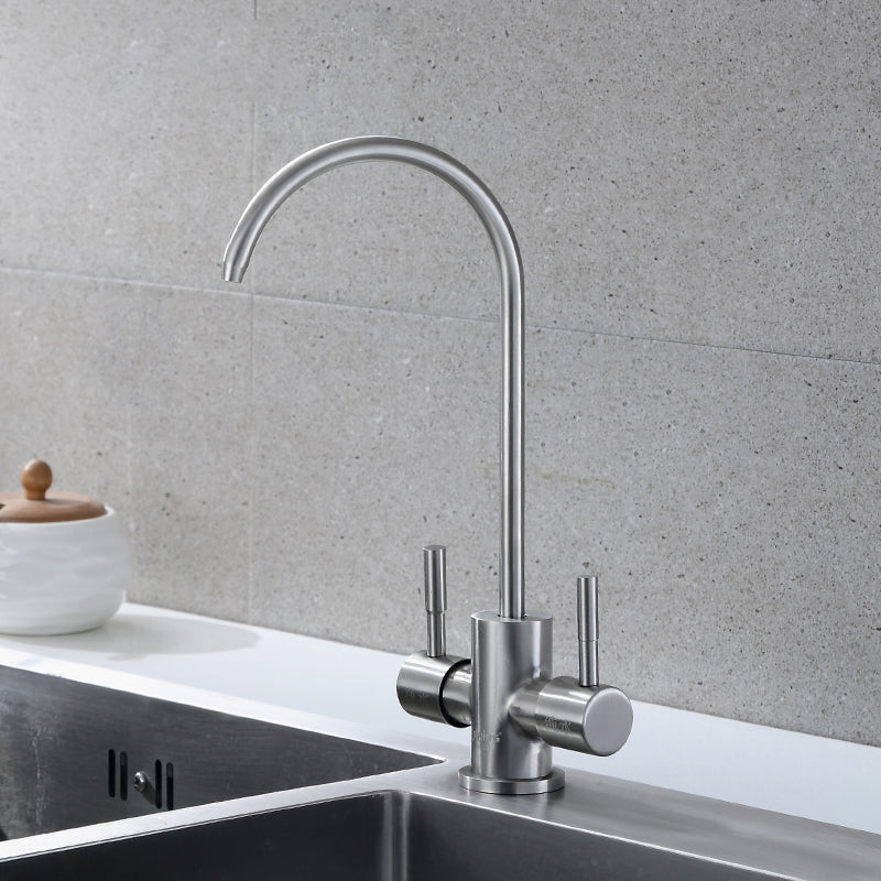 Kitchen Filtered Faucet Copper Gooseneck Kitchen Filtered Faucet 2 Minutes Connection Clearhalo 'Home Improvement' 'home_improvement' 'home_improvement_kitchen_faucets' 'Kitchen Faucets' 'Kitchen Remodel & Kitchen Fixtures' 'Kitchen Sinks & Faucet Components' 'kitchen_faucets' 7453781