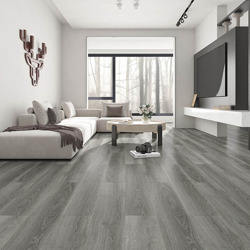 Modern Style Laminate Floor Wooden Waterproof Scratch Resistant Laminate Floor Smoke Grey Clearhalo 'Flooring 'Home Improvement' 'home_improvement' 'home_improvement_laminate_flooring' 'Laminate Flooring' 'laminate_flooring' Walls and Ceiling' 7454047
