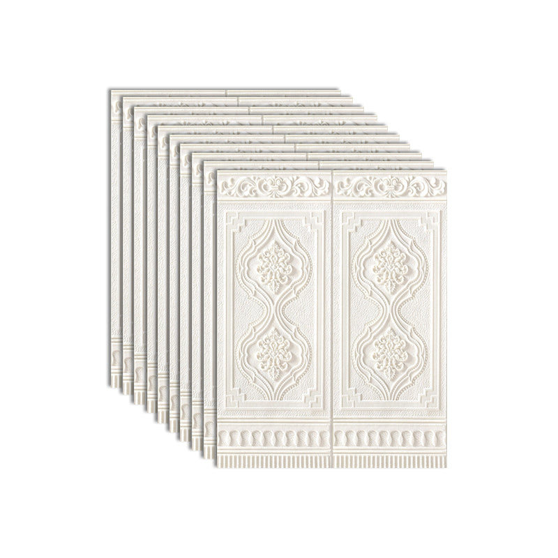 Scratch Resistance 3D Wainscoting Peel and Stick Indoor Wallboard Ivory 10-Piece Set Clearhalo 'Flooring 'Home Improvement' 'home_improvement' 'home_improvement_wall_paneling' 'Wall Paneling' 'wall_paneling' 'Walls & Ceilings' Walls and Ceiling' 7454290