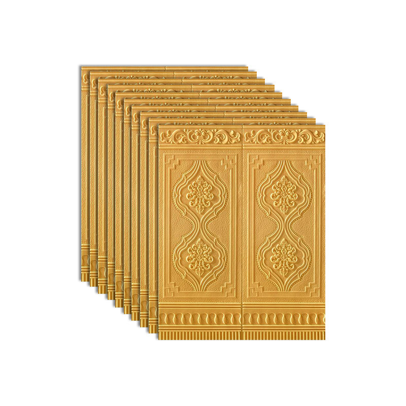 Scratch Resistance 3D Wainscoting Peel and Stick Indoor Wallboard Gold 10-Piece Set Clearhalo 'Flooring 'Home Improvement' 'home_improvement' 'home_improvement_wall_paneling' 'Wall Paneling' 'wall_paneling' 'Walls & Ceilings' Walls and Ceiling' 7454295