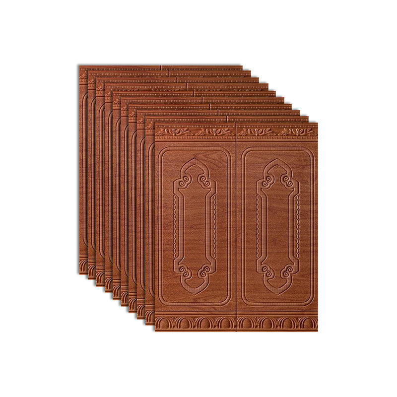 Scratch Resistance 3D Wainscoting Peel and Stick Indoor Wallboard Red Brown 10-Piece Set Clearhalo 'Flooring 'Home Improvement' 'home_improvement' 'home_improvement_wall_paneling' 'Wall Paneling' 'wall_paneling' 'Walls & Ceilings' Walls and Ceiling' 7454303