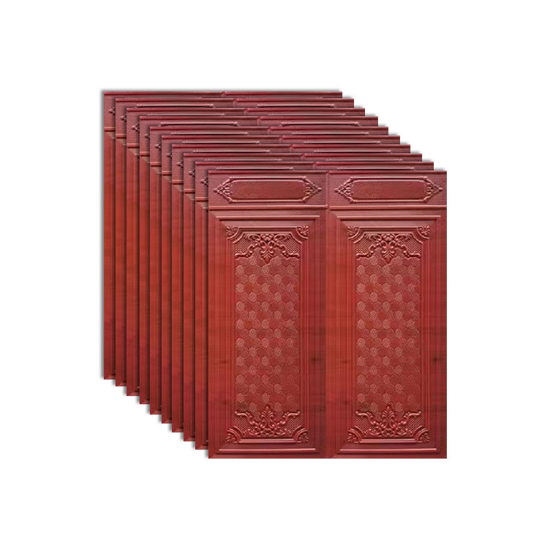 Scratch Resistance 3D Wainscoting Peel and Stick Indoor Wallboard Dark Red 10-Piece Set Clearhalo 'Flooring 'Home Improvement' 'home_improvement' 'home_improvement_wall_paneling' 'Wall Paneling' 'wall_paneling' 'Walls & Ceilings' Walls and Ceiling' 7454305