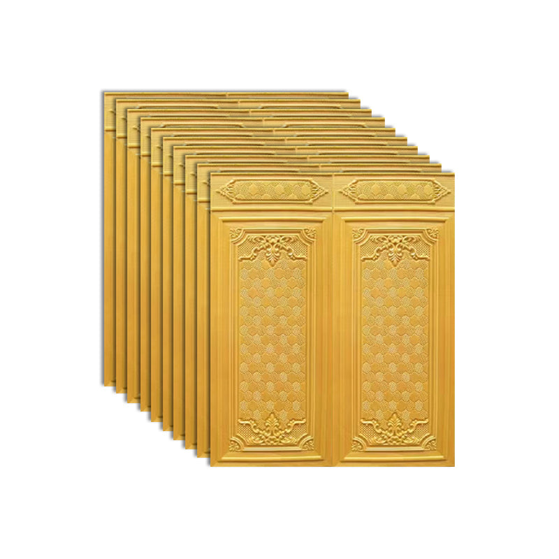 Scratch Resistance 3D Wainscoting Peel and Stick Indoor Wallboard Light Gold 10-Piece Set Clearhalo 'Flooring 'Home Improvement' 'home_improvement' 'home_improvement_wall_paneling' 'Wall Paneling' 'wall_paneling' 'Walls & Ceilings' Walls and Ceiling' 7454314