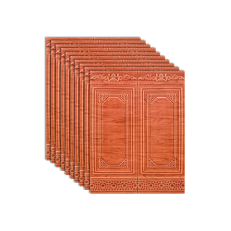 Scratch Resistance 3D Wainscoting Peel and Stick Indoor Wallboard Red Wood 10-Piece Set Clearhalo 'Flooring 'Home Improvement' 'home_improvement' 'home_improvement_wall_paneling' 'Wall Paneling' 'wall_paneling' 'Walls & Ceilings' Walls and Ceiling' 7454316