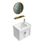 Glam Single Sink Bath Vanity Wall Mount White Metal Base Sink Vanity Vanity & Faucet & Mirrors 20"L x 12"W x 16"H Round Mirror Clearhalo 'Bathroom Remodel & Bathroom Fixtures' 'Bathroom Vanities' 'bathroom_vanities' 'Home Improvement' 'home_improvement' 'home_improvement_bathroom_vanities' 7454717
