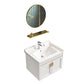 Glam Single Sink Bath Vanity Wall Mount White Metal Base Sink Vanity Vanity & Faucet & Mirrors 24"L x 16"W x 16"H Round Mirror Clearhalo 'Bathroom Remodel & Bathroom Fixtures' 'Bathroom Vanities' 'bathroom_vanities' 'Home Improvement' 'home_improvement' 'home_improvement_bathroom_vanities' 7454719