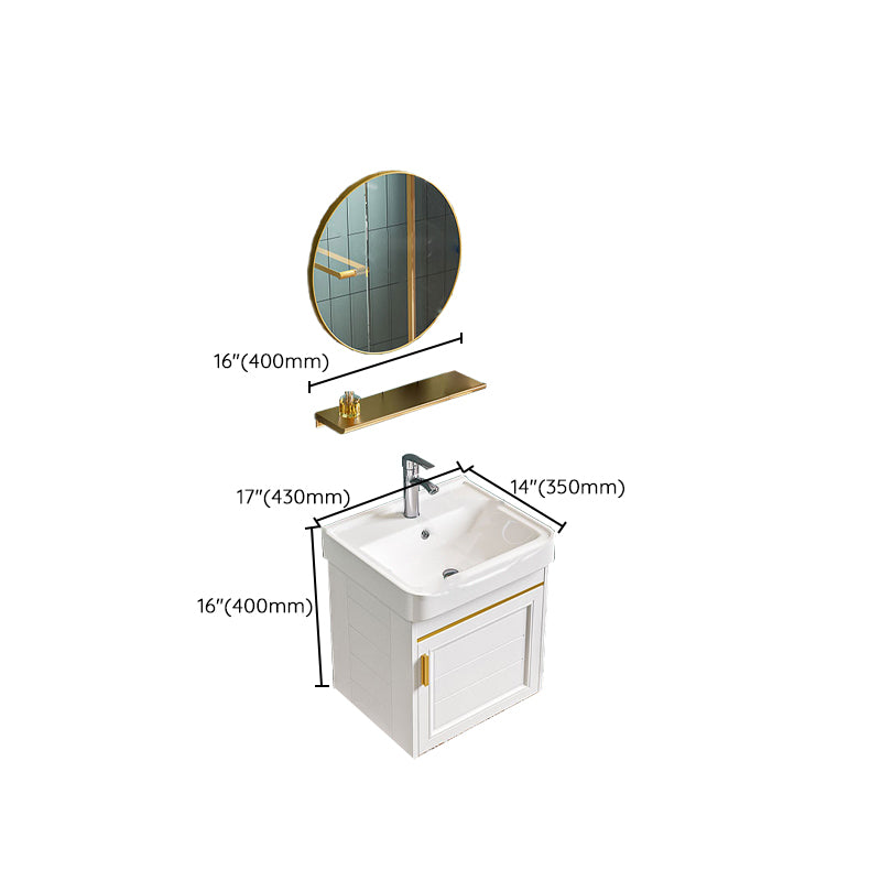Glam Single Sink Bath Vanity Wall Mount White Metal Base Sink Vanity Clearhalo 'Bathroom Remodel & Bathroom Fixtures' 'Bathroom Vanities' 'bathroom_vanities' 'Home Improvement' 'home_improvement' 'home_improvement_bathroom_vanities' 7454744