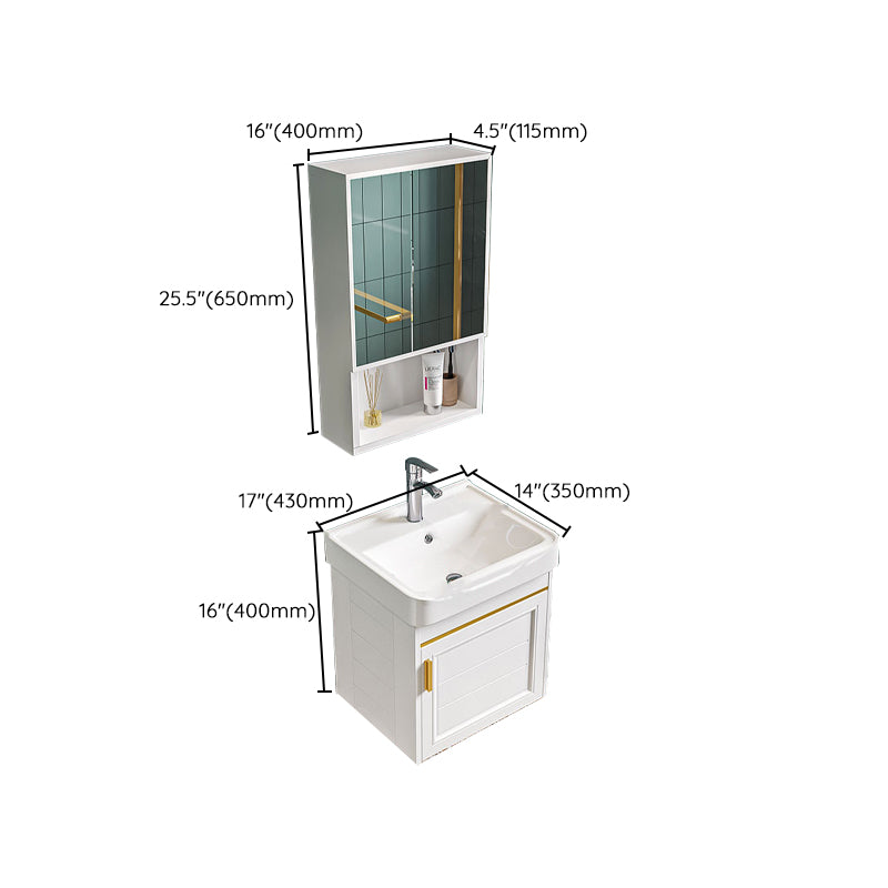 Glam Single Sink Bath Vanity Wall Mount White Metal Base Sink Vanity Clearhalo 'Bathroom Remodel & Bathroom Fixtures' 'Bathroom Vanities' 'bathroom_vanities' 'Home Improvement' 'home_improvement' 'home_improvement_bathroom_vanities' 7454750