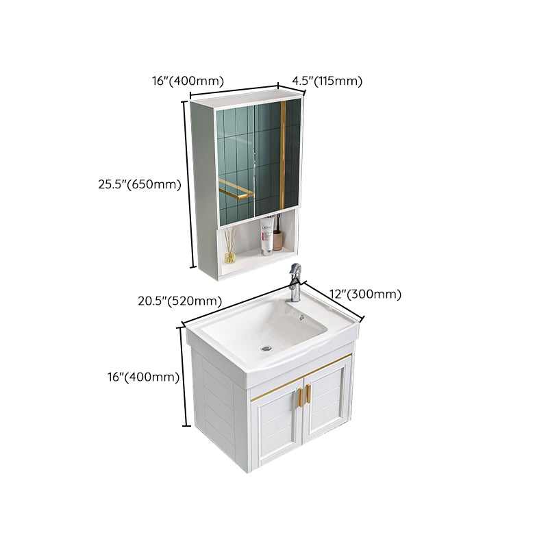 Glam Single Sink Bath Vanity Wall Mount White Metal Base Sink Vanity Clearhalo 'Bathroom Remodel & Bathroom Fixtures' 'Bathroom Vanities' 'bathroom_vanities' 'Home Improvement' 'home_improvement' 'home_improvement_bathroom_vanities' 7454752