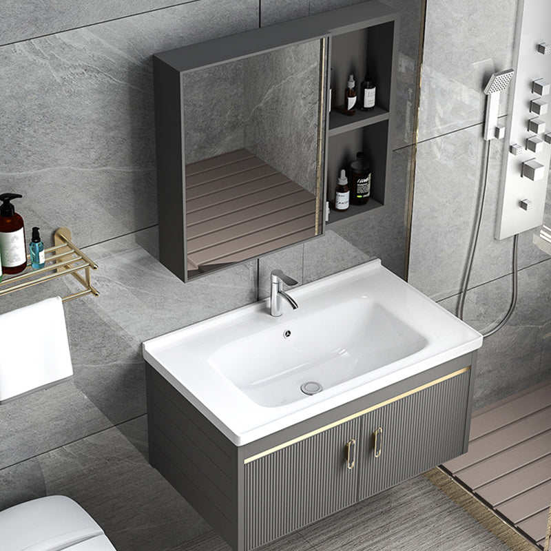 Wall Mount Bathroom Sink Vanity Glam Faucet Included Bathroom Vanity Clearhalo 'Bathroom Remodel & Bathroom Fixtures' 'Bathroom Vanities' 'bathroom_vanities' 'Home Improvement' 'home_improvement' 'home_improvement_bathroom_vanities' 7455039