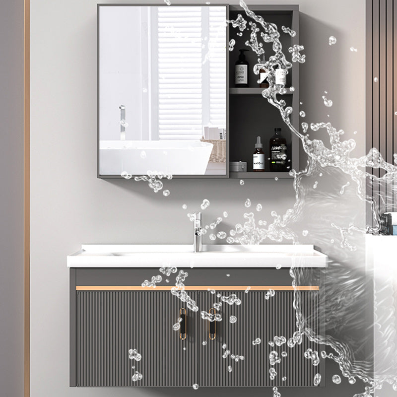 Wall Mount Bathroom Sink Vanity Glam Faucet Included Bathroom Vanity Clearhalo 'Bathroom Remodel & Bathroom Fixtures' 'Bathroom Vanities' 'bathroom_vanities' 'Home Improvement' 'home_improvement' 'home_improvement_bathroom_vanities' 7455042