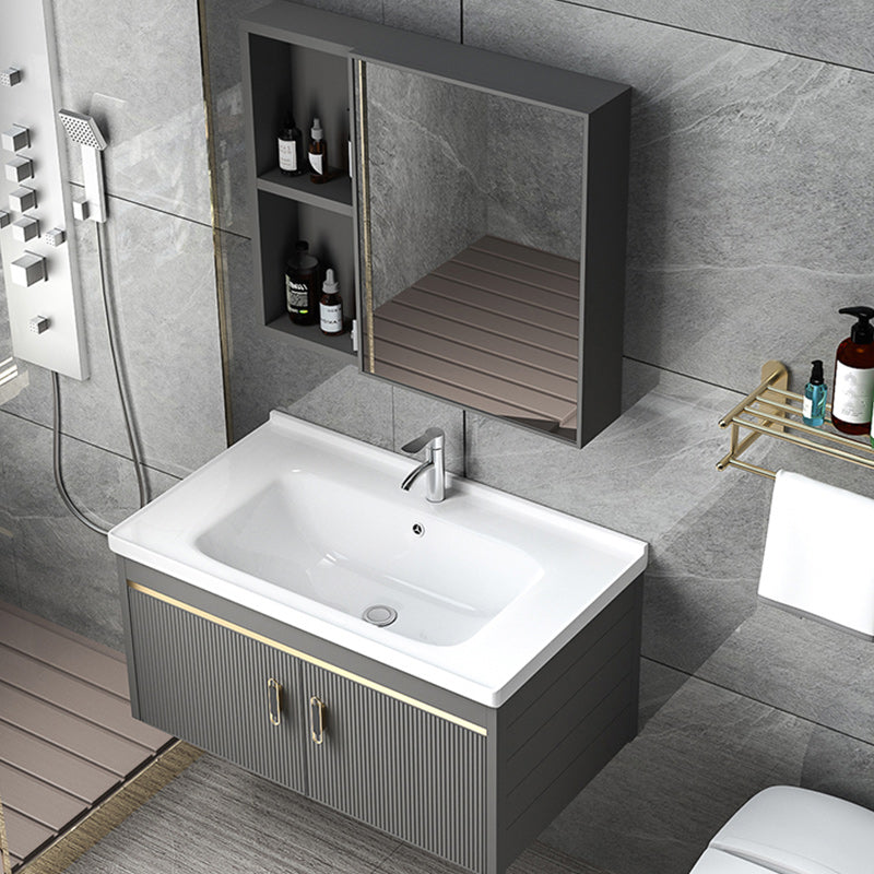 Wall Mount Bathroom Sink Vanity Glam Faucet Included Bathroom Vanity Clearhalo 'Bathroom Remodel & Bathroom Fixtures' 'Bathroom Vanities' 'bathroom_vanities' 'Home Improvement' 'home_improvement' 'home_improvement_bathroom_vanities' 7455044