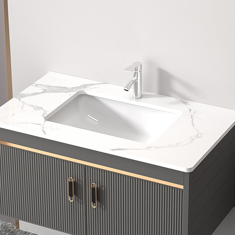 Wall Mount Bathroom Sink Vanity Glam Faucet Included Bathroom Vanity Clearhalo 'Bathroom Remodel & Bathroom Fixtures' 'Bathroom Vanities' 'bathroom_vanities' 'Home Improvement' 'home_improvement' 'home_improvement_bathroom_vanities' 7455048