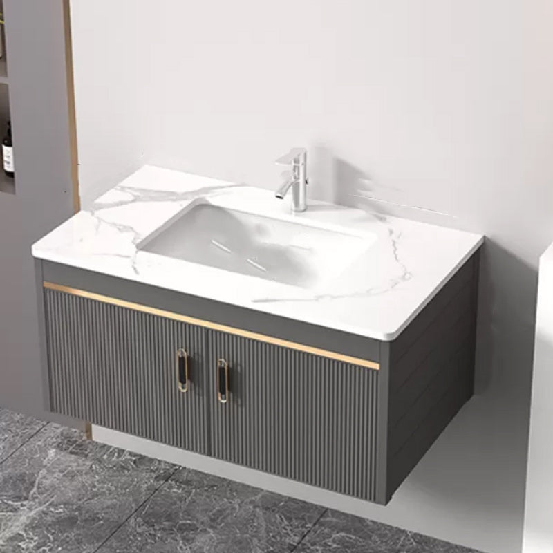 Wall Mount Bathroom Sink Vanity Glam Faucet Included Bathroom Vanity Vanity & Faucet 31"L x 19"W x 16"H Stone Clearhalo 'Bathroom Remodel & Bathroom Fixtures' 'Bathroom Vanities' 'bathroom_vanities' 'Home Improvement' 'home_improvement' 'home_improvement_bathroom_vanities' 7455066