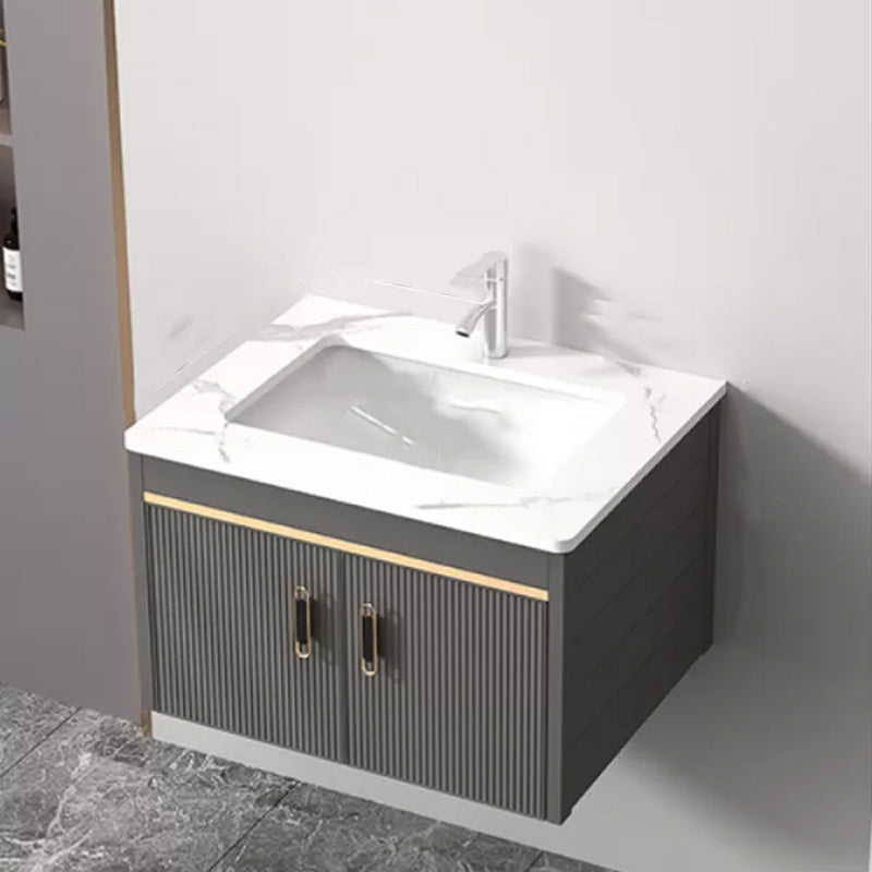 Wall Mount Bathroom Sink Vanity Glam Faucet Included Bathroom Vanity Vanity & Faucet 24"L x 19"W x 16"H Stone Clearhalo 'Bathroom Remodel & Bathroom Fixtures' 'Bathroom Vanities' 'bathroom_vanities' 'Home Improvement' 'home_improvement' 'home_improvement_bathroom_vanities' 7455070