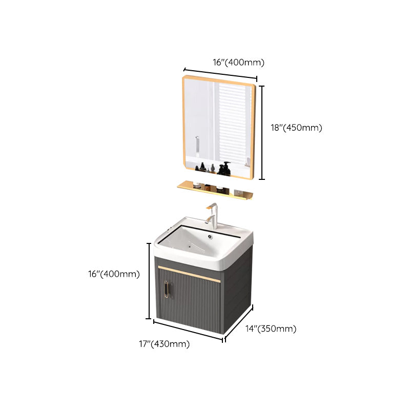 Wall Mount Bathroom Sink Vanity Glam Faucet Included Bathroom Vanity Clearhalo 'Bathroom Remodel & Bathroom Fixtures' 'Bathroom Vanities' 'bathroom_vanities' 'Home Improvement' 'home_improvement' 'home_improvement_bathroom_vanities' 7455079