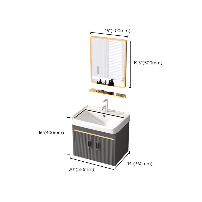 Wall Mount Bathroom Sink Vanity Glam Faucet Included Bathroom Vanity Clearhalo 'Bathroom Remodel & Bathroom Fixtures' 'Bathroom Vanities' 'bathroom_vanities' 'Home Improvement' 'home_improvement' 'home_improvement_bathroom_vanities' 7455080