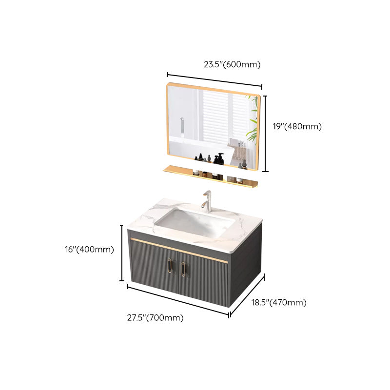 Wall Mount Bathroom Sink Vanity Glam Faucet Included Bathroom Vanity Clearhalo 'Bathroom Remodel & Bathroom Fixtures' 'Bathroom Vanities' 'bathroom_vanities' 'Home Improvement' 'home_improvement' 'home_improvement_bathroom_vanities' 7455083