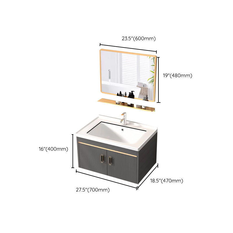 Wall Mount Bathroom Sink Vanity Glam Faucet Included Bathroom Vanity Clearhalo 'Bathroom Remodel & Bathroom Fixtures' 'Bathroom Vanities' 'bathroom_vanities' 'Home Improvement' 'home_improvement' 'home_improvement_bathroom_vanities' 7455084