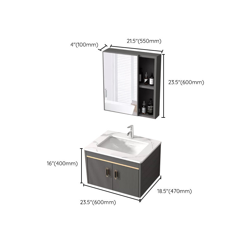 Wall Mount Bathroom Sink Vanity Glam Faucet Included Bathroom Vanity Clearhalo 'Bathroom Remodel & Bathroom Fixtures' 'Bathroom Vanities' 'bathroom_vanities' 'Home Improvement' 'home_improvement' 'home_improvement_bathroom_vanities' 7455090
