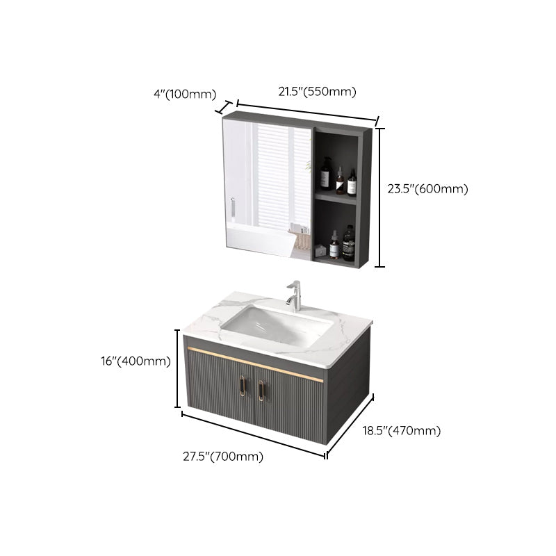 Wall Mount Bathroom Sink Vanity Glam Faucet Included Bathroom Vanity Clearhalo 'Bathroom Remodel & Bathroom Fixtures' 'Bathroom Vanities' 'bathroom_vanities' 'Home Improvement' 'home_improvement' 'home_improvement_bathroom_vanities' 7455091