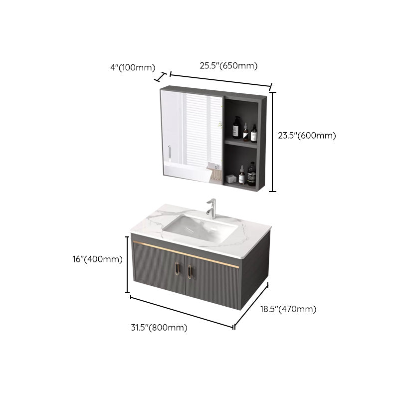 Wall Mount Bathroom Sink Vanity Glam Faucet Included Bathroom Vanity Clearhalo 'Bathroom Remodel & Bathroom Fixtures' 'Bathroom Vanities' 'bathroom_vanities' 'Home Improvement' 'home_improvement' 'home_improvement_bathroom_vanities' 7455093